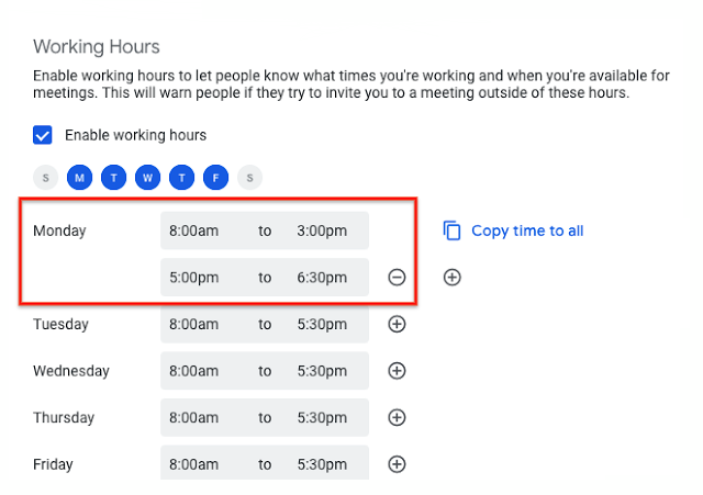 Segment your working hours in Google Calendar