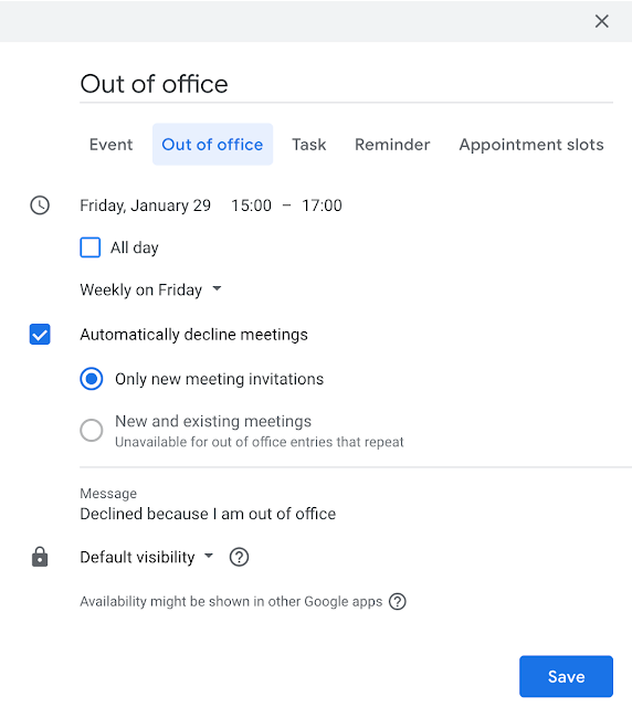 More options for sharing your availability in Google Calendar